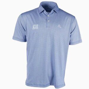 Rhoback x Stella Blue Performance Men's Polo, Blue & White, 4-way stretch, Large